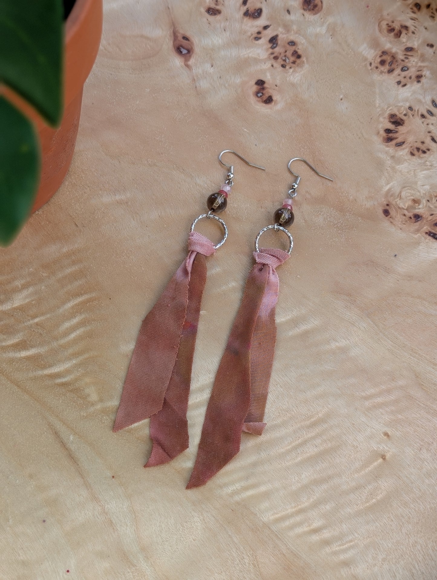 *SILVER* Rosewood Tie Dye Earrings 🤍🩷🤎