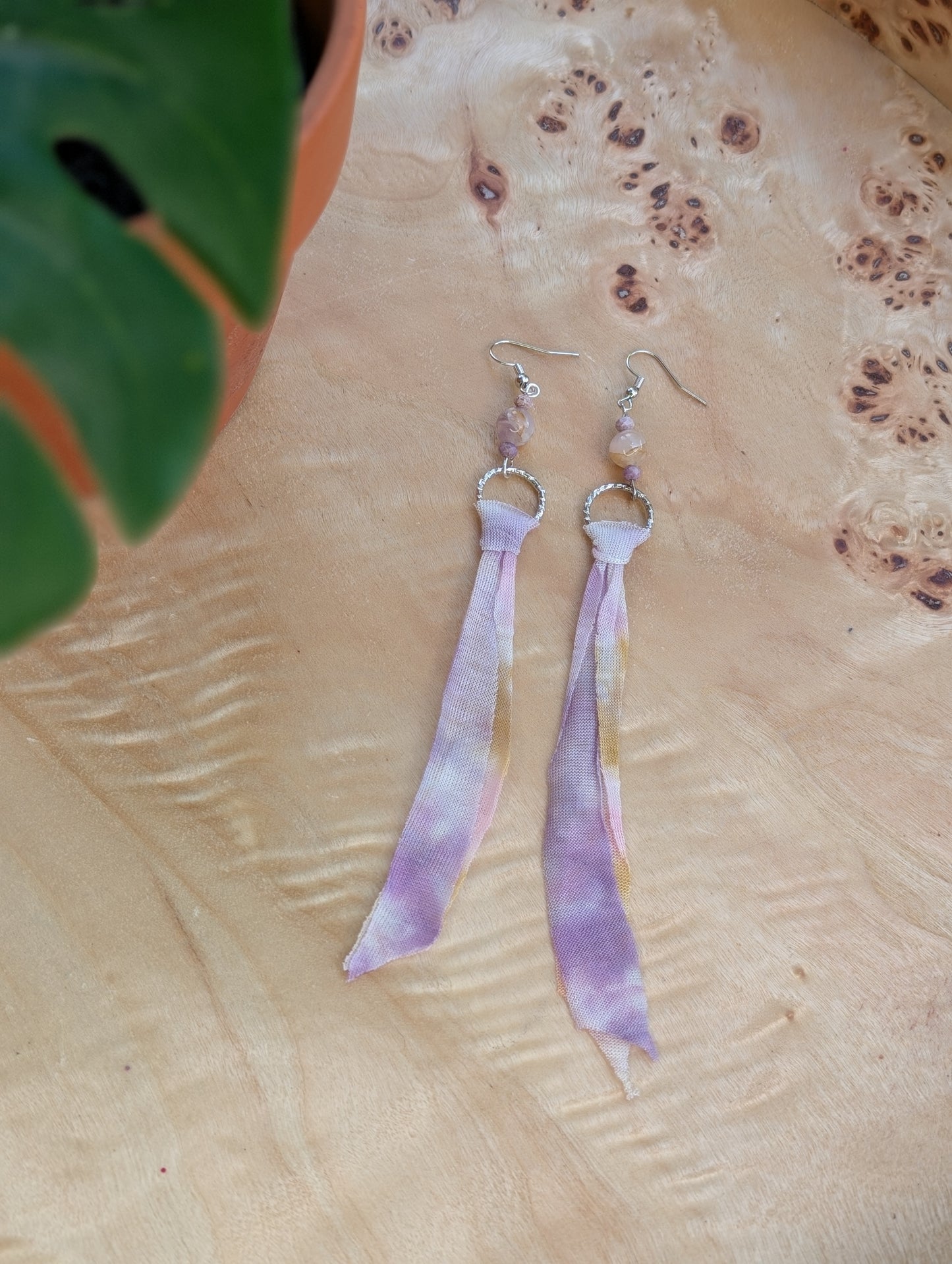 *SILVER* Lavender Dreams Tie Dye Earrings🤍🪻🤎