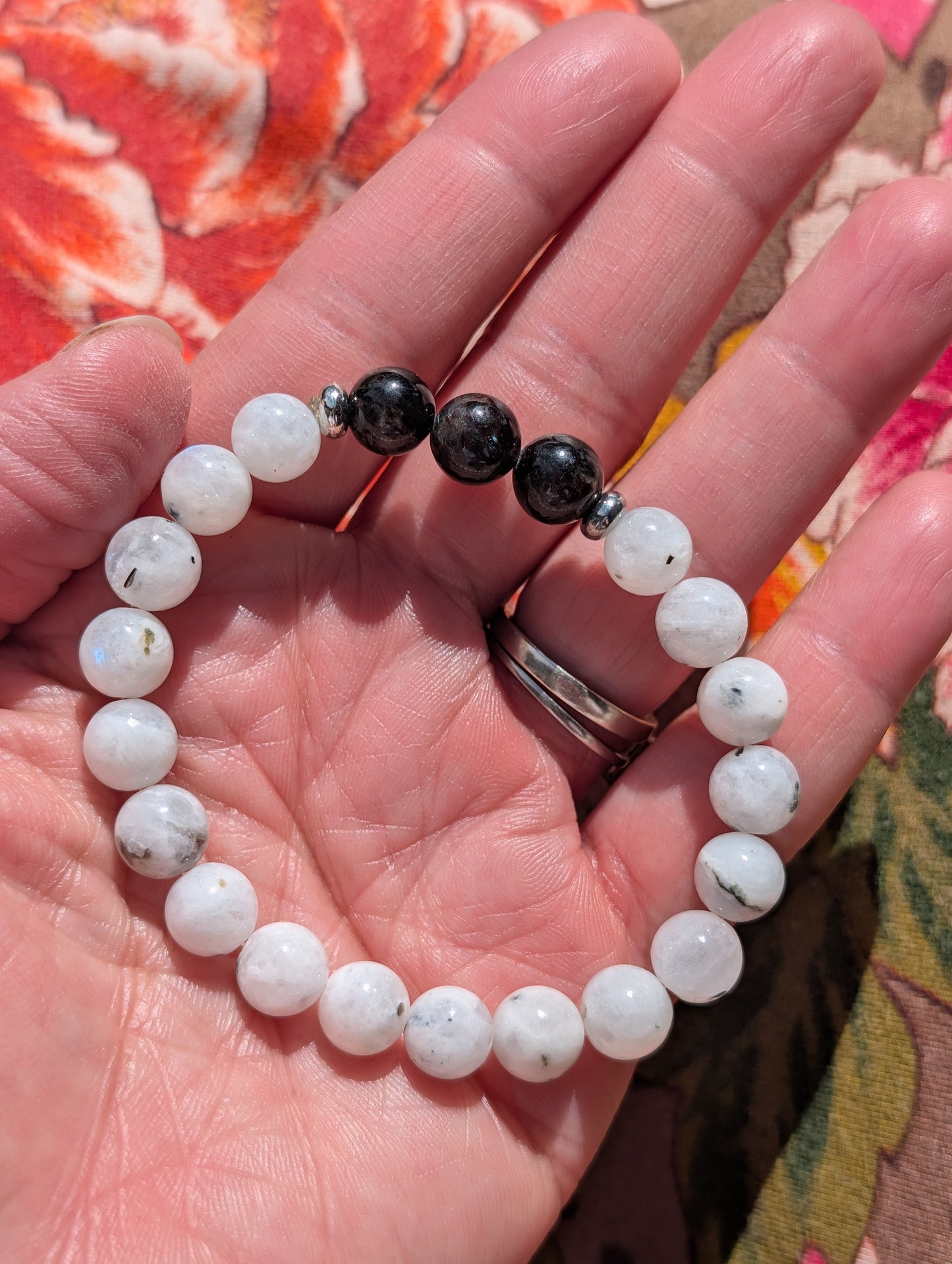 Astrophyllite & Moonstone Bracelet 🤍🖤🤍