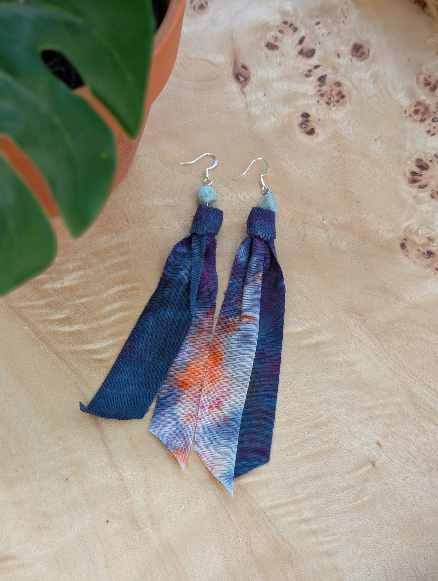 *SILVER* Midnight Citrus Tie Dye Earrings ๐๐๐งก๐