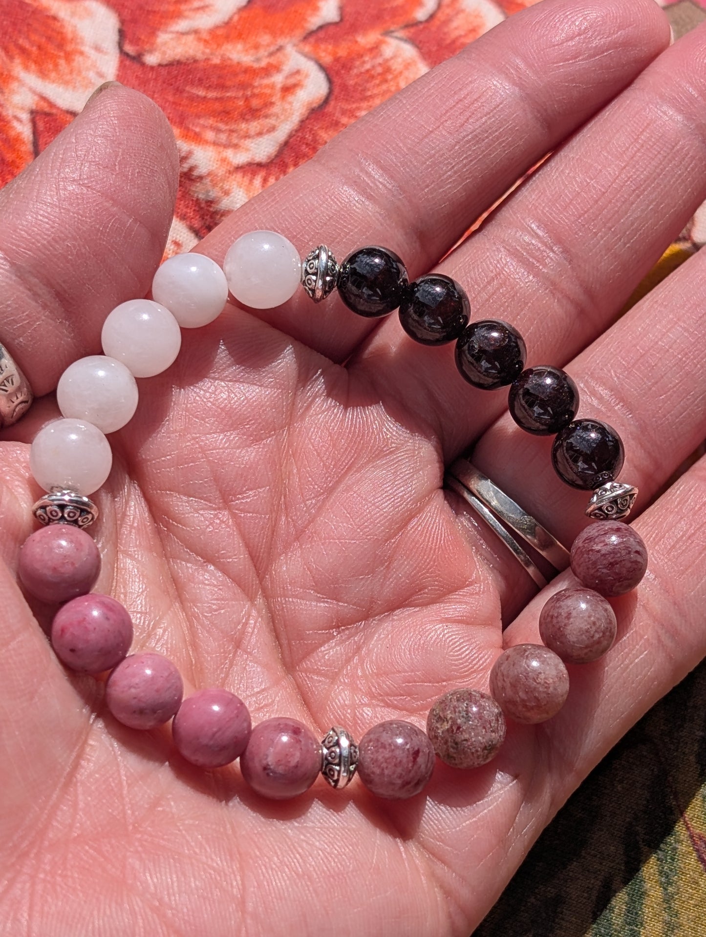 Rose Quartz, Rhodonite, Garnet & Strawberry Quartz Bracelet 🩷🩷🩷
