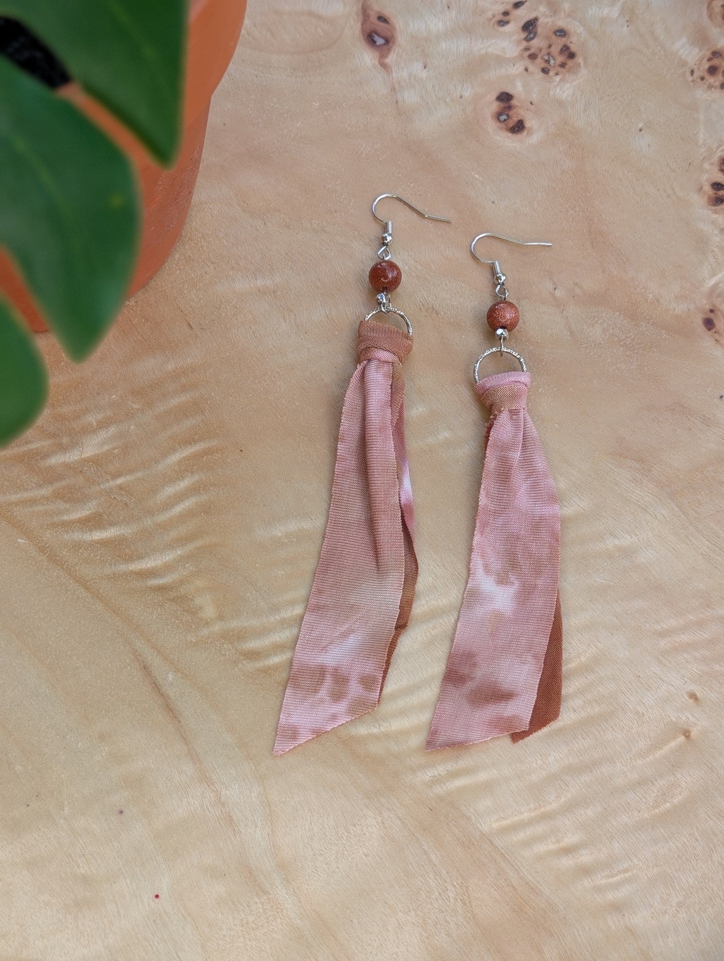 *SILVER* Rosewood Tie Dye Earrings 🤍🩷🤎