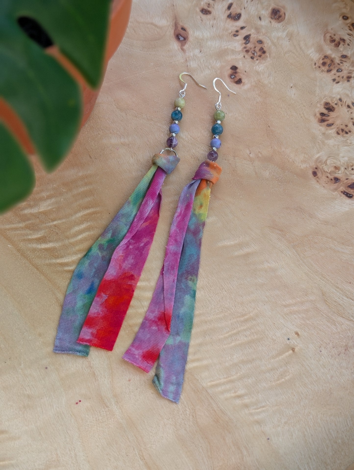 *SILVER* Moonlight Rainbow Tie Dye Earrings ๐ฉท๐๐๐ฉต๐๐๐งก
