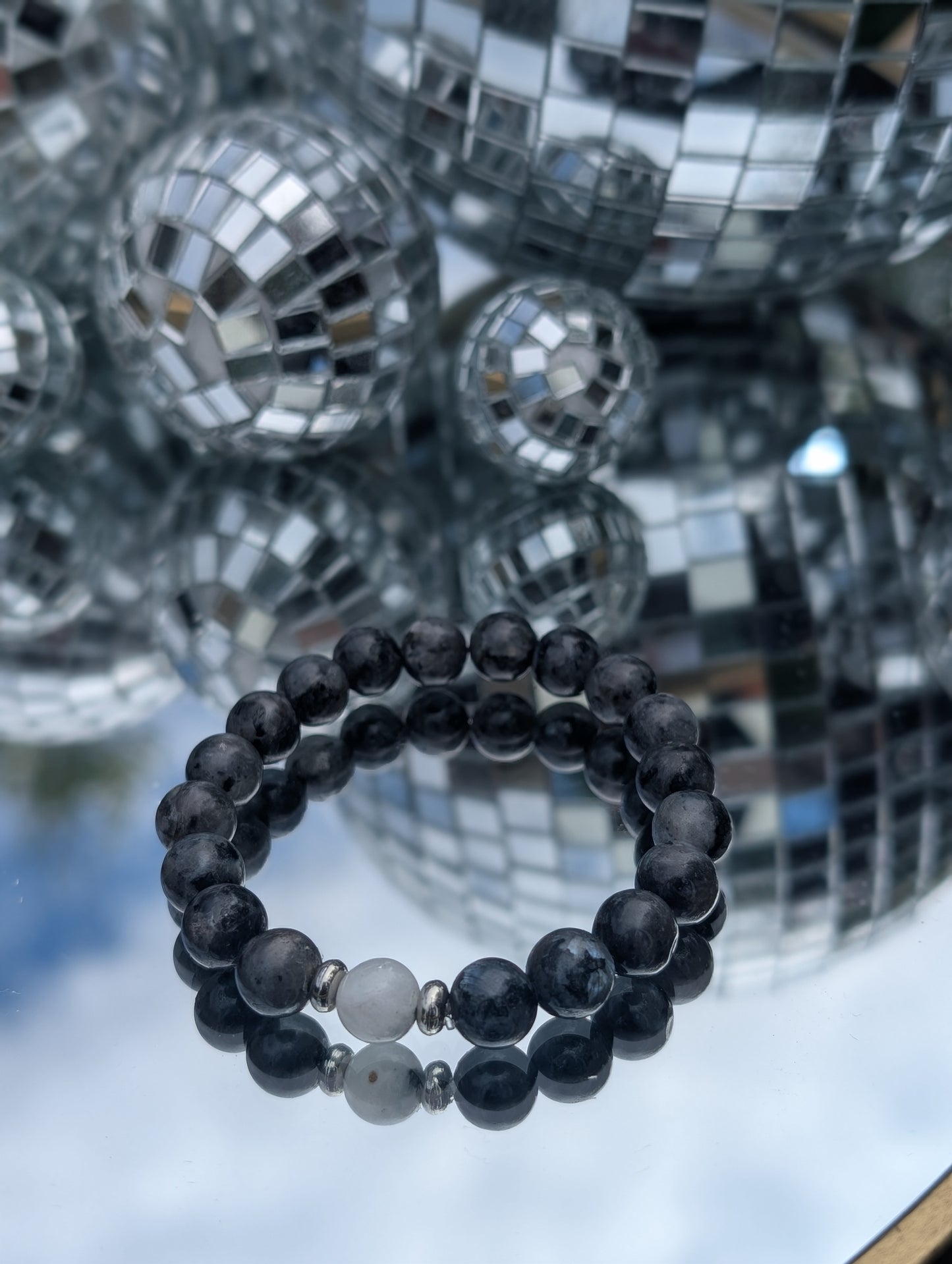 Moonstone & Larvikite Bracelet 🩶🤍🩶