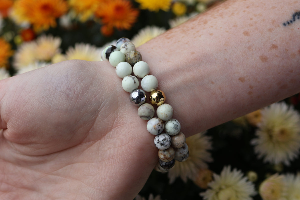 Frosted Moss Cross Bracelet