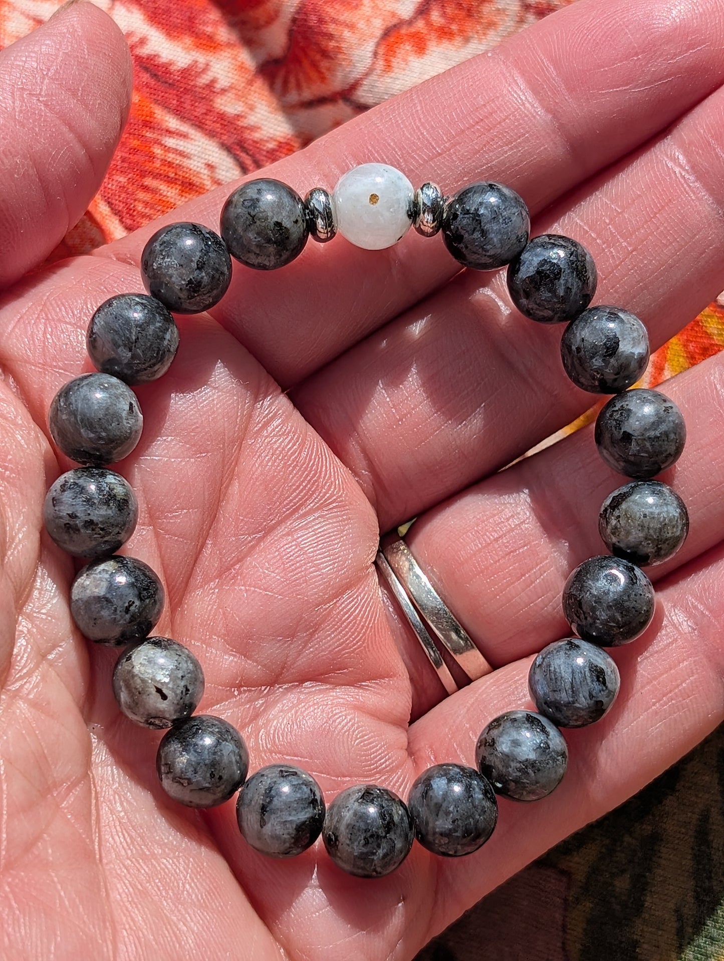 Moonstone & Larvikite Bracelet 🩶🤍🩶