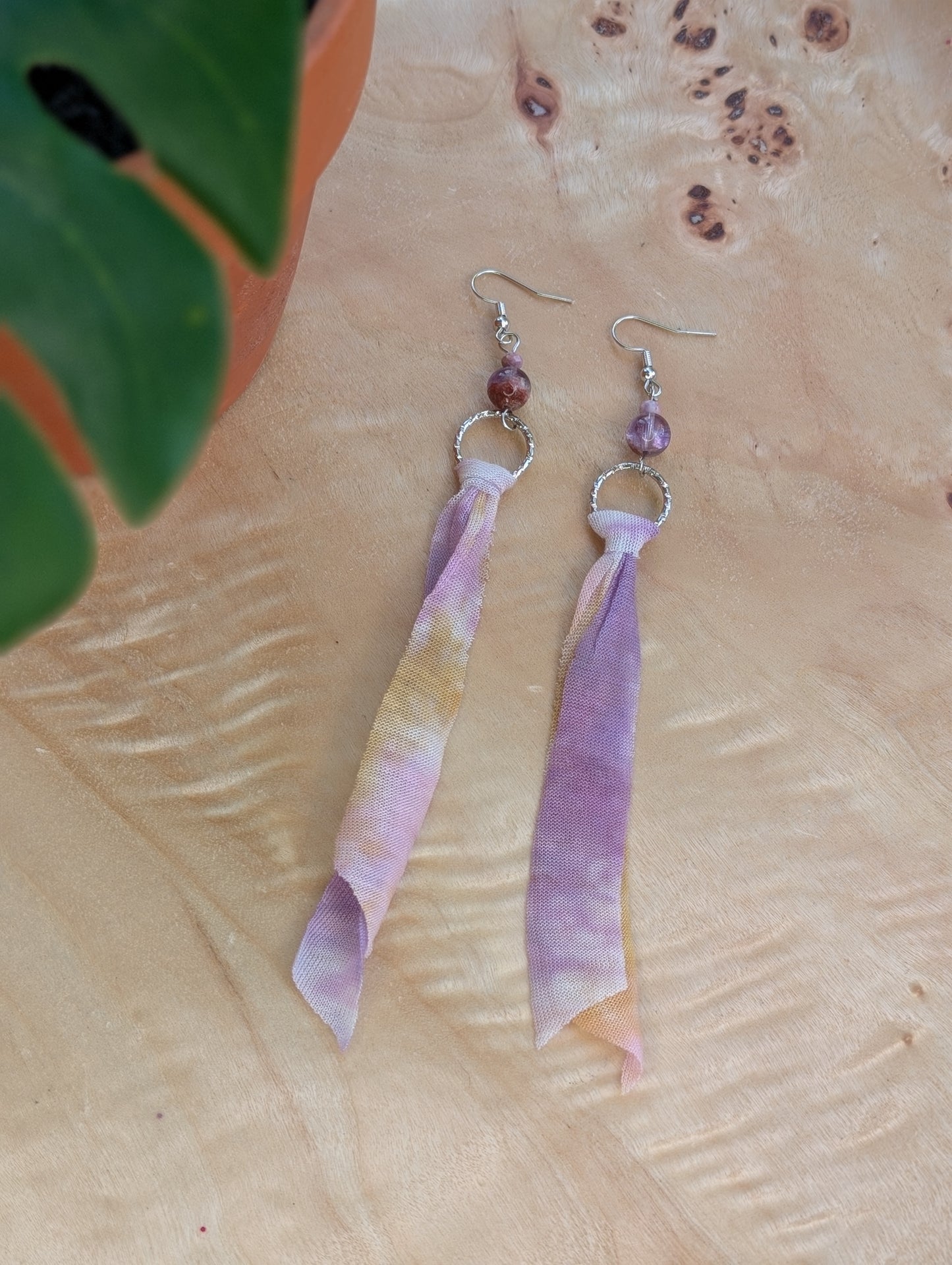 *SILVER* Lavender Dreams Tie Dye Earrings🤍🪻🤎
