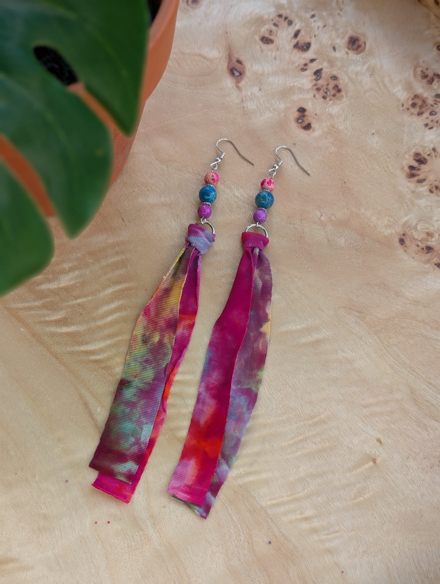 *SILVER* Moonlight Rainbow Tie Dye Earrings ๐ฉท๐๐๐ฉต๐๐๐งก