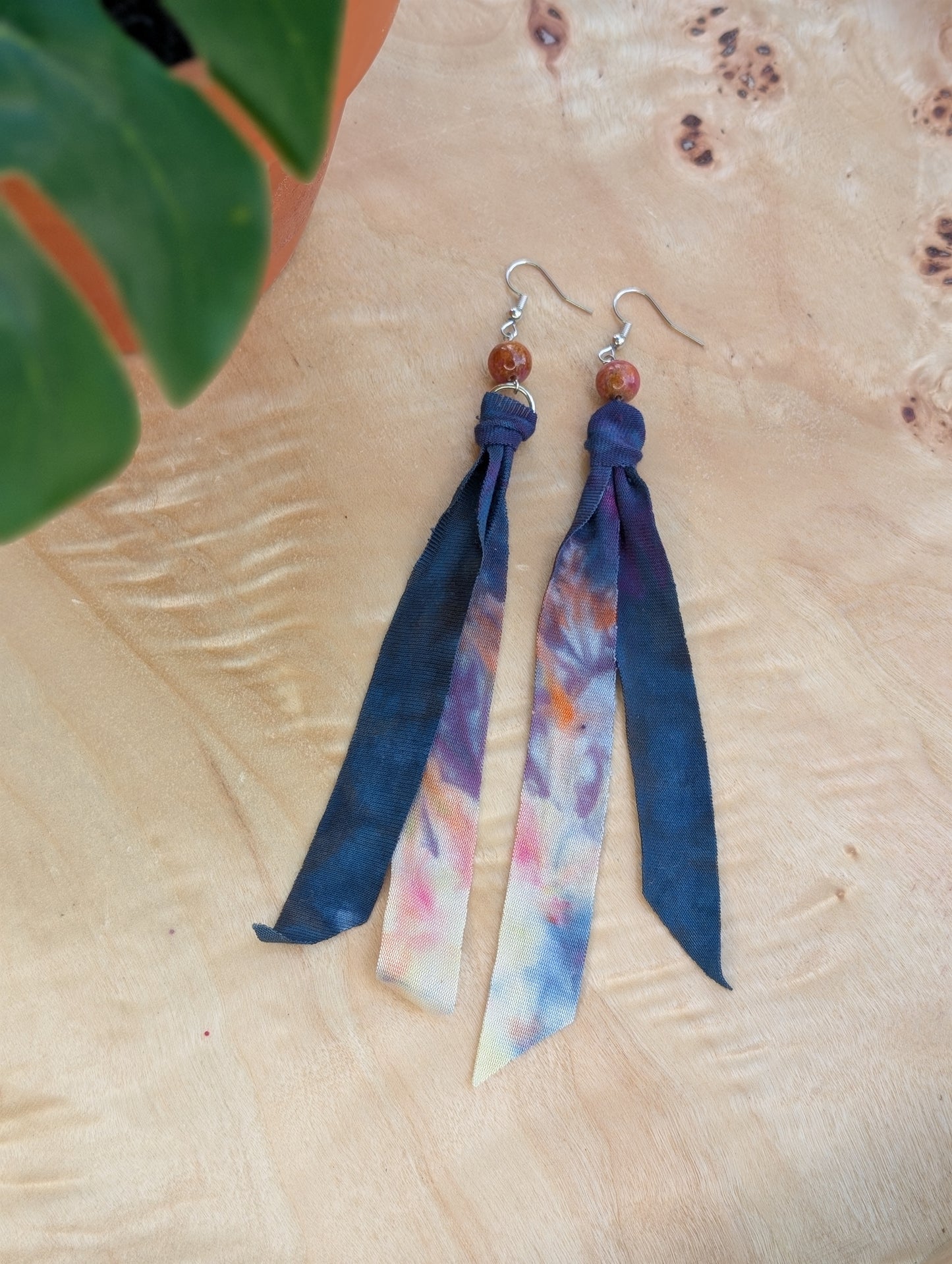 *SILVER* Midnight Citrus Tie Dye Earrings ๐๐๐งก๐