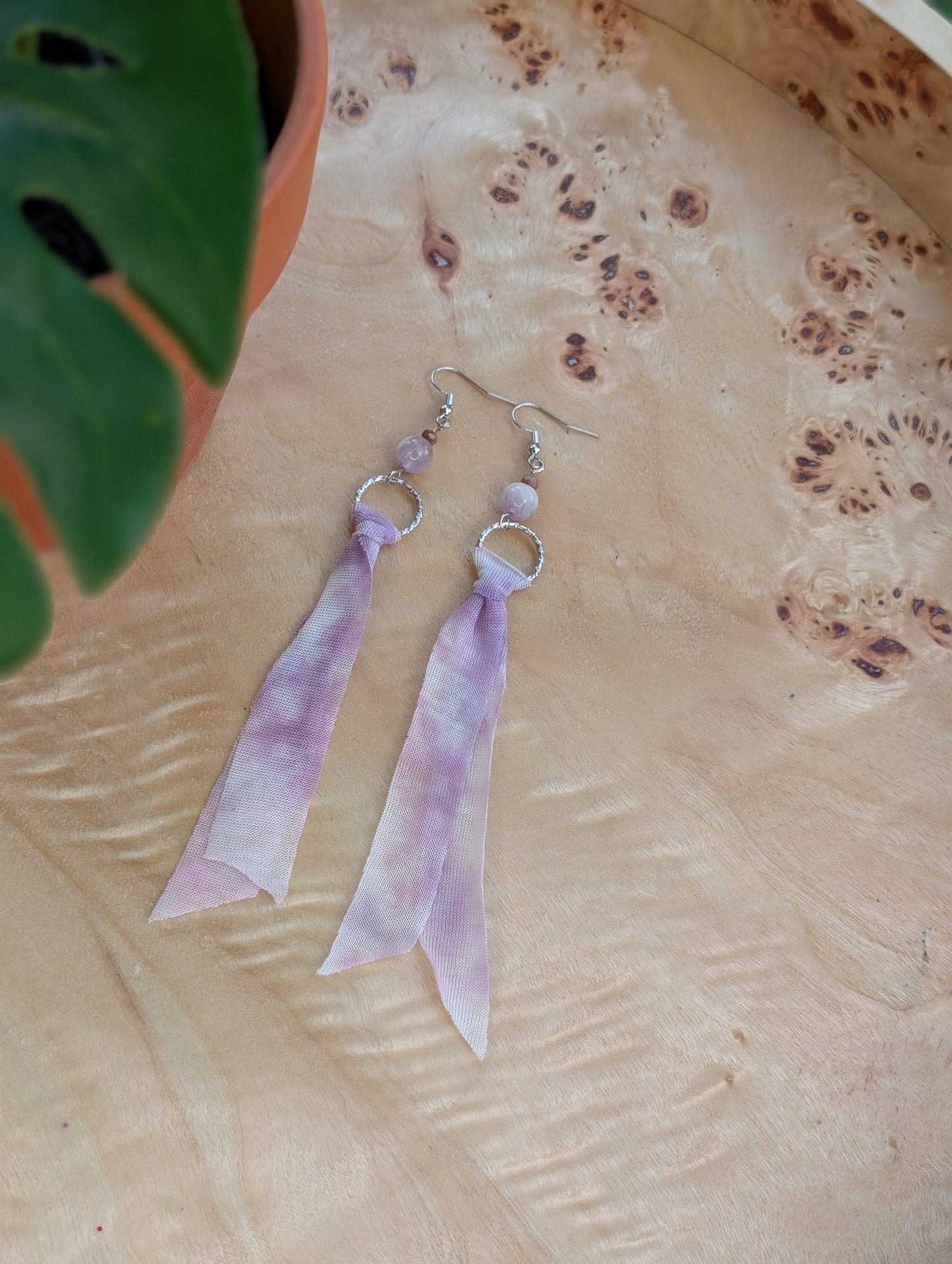 *SILVER* Lavender Dreams Tie Dye Earrings🤍🪻🤎