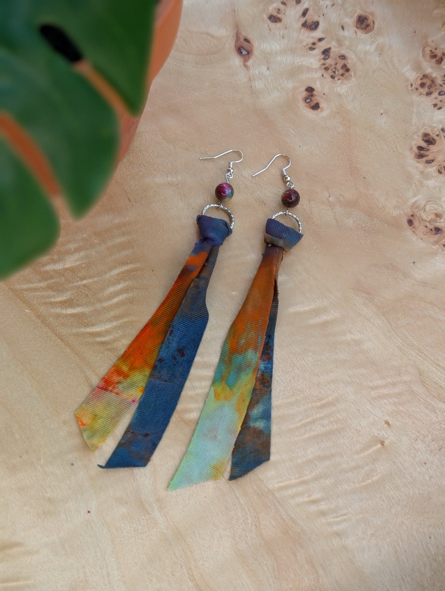 *SILVER* Midnight Citrus Tie Dye Earrings ๐๐๐งก๐