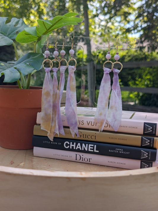*GOLD* Lavender Dreams Tie Dye Earrings 🤍🪻🤎