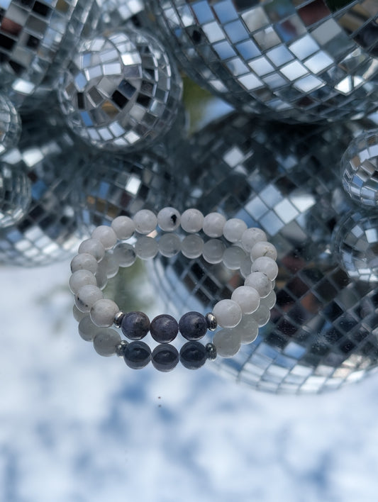 Iolite & Moonstone  Bracelet 🤍💜💙🤍