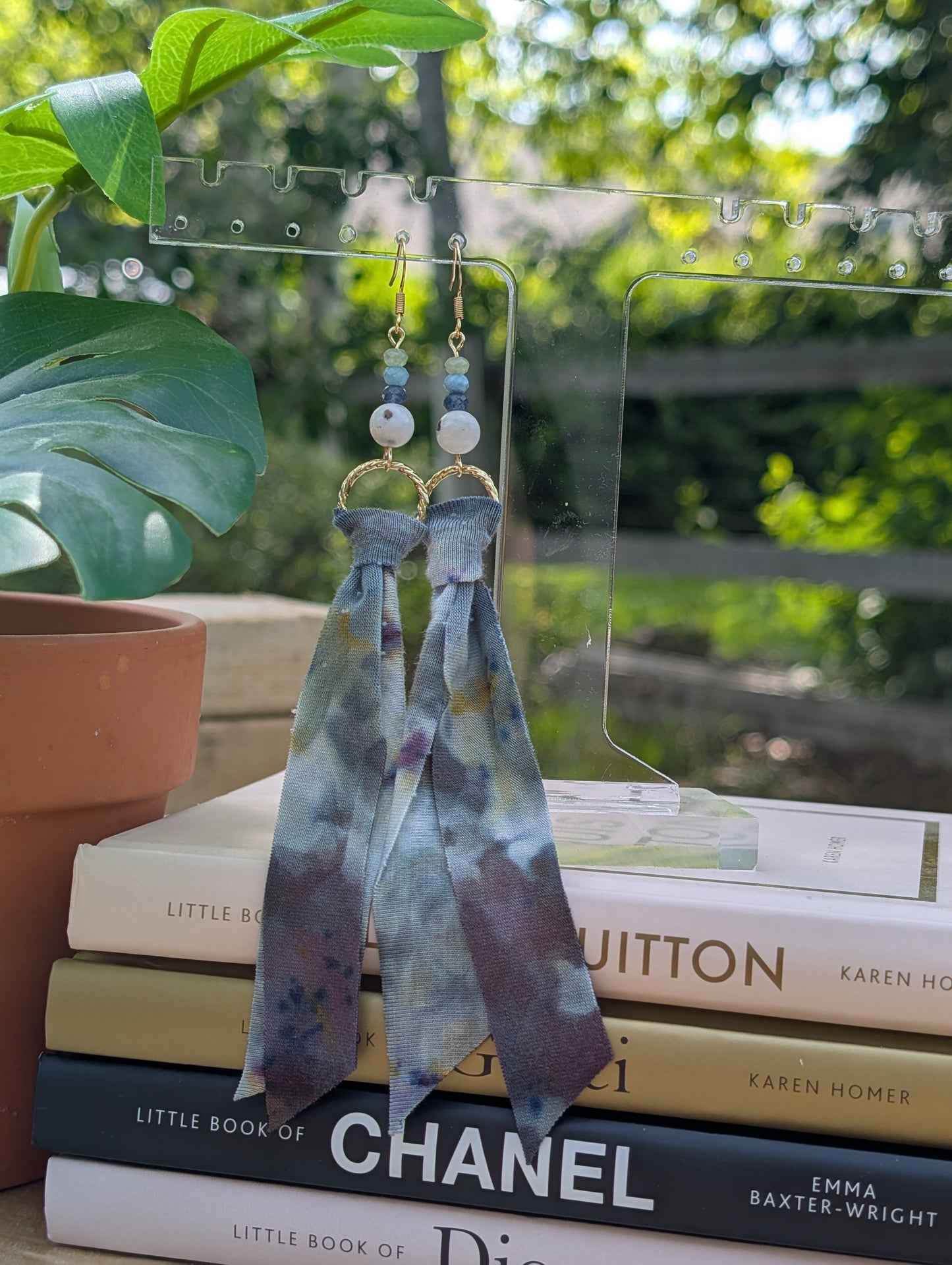 *GOLD* Fairy Garden Tie Dye Earrings 💙💜🤍💚