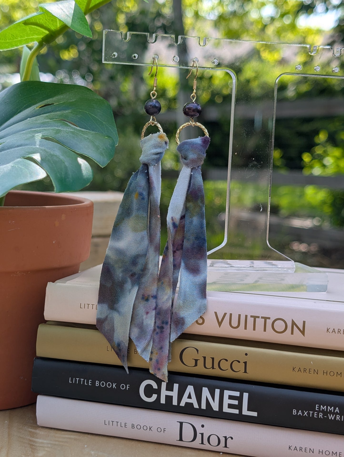 *GOLD* Fairy Garden Tie Dye Earrings 💙💜🤍💚