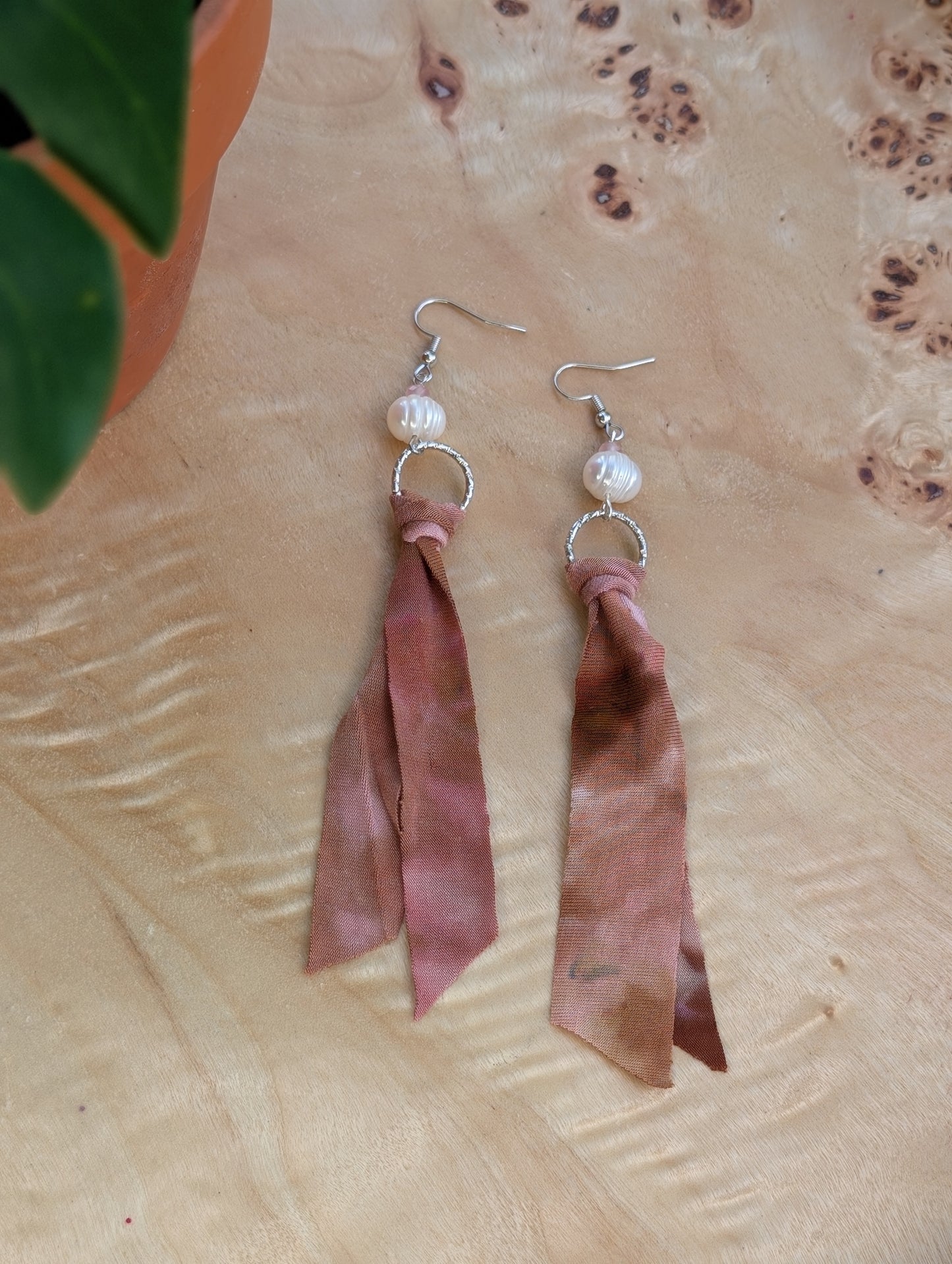 *SILVER* Rosewood Tie Dye Earrings 🤍🩷🤎