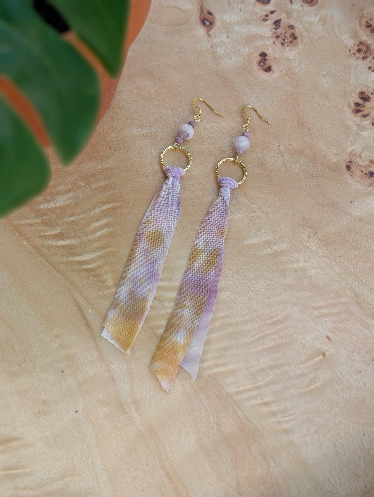 *GOLD* Lavender Dreams Tie Dye Earrings 🤍🪻🤎