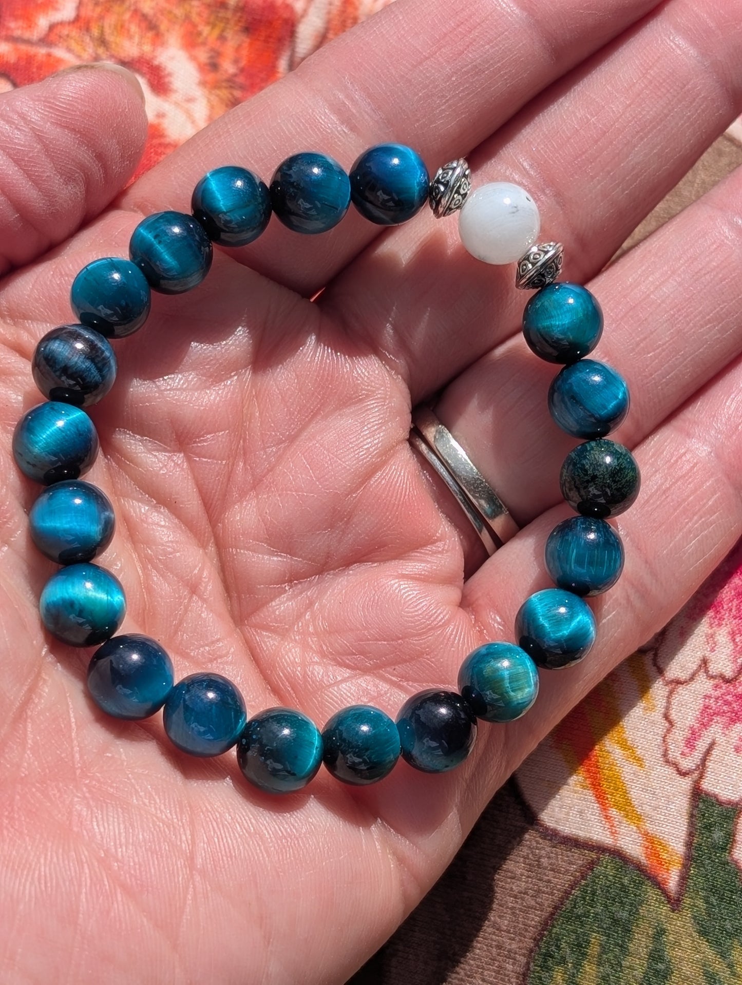 Moonstone & Tigers Eye Bracelet 🩵🤍🩵