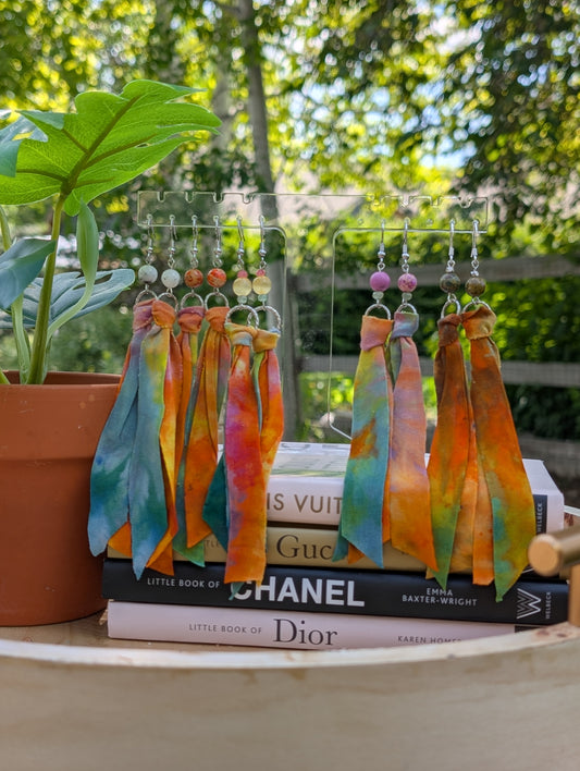 *SILVER* Citrus Glow Tie Dye Earrings 🧡💛💚💜