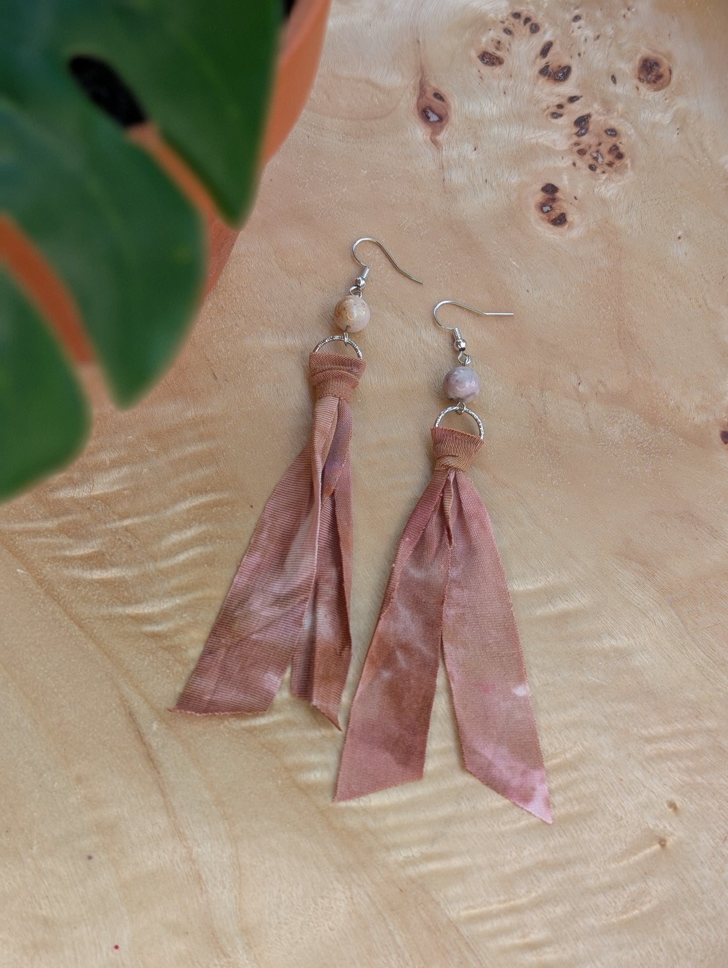 *SILVER* Rosewood Tie Dye Earrings 🤍🩷🤎