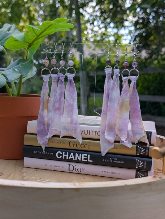 *SILVER* Lavender Dreams Tie Dye Earrings🤍🪻🤎