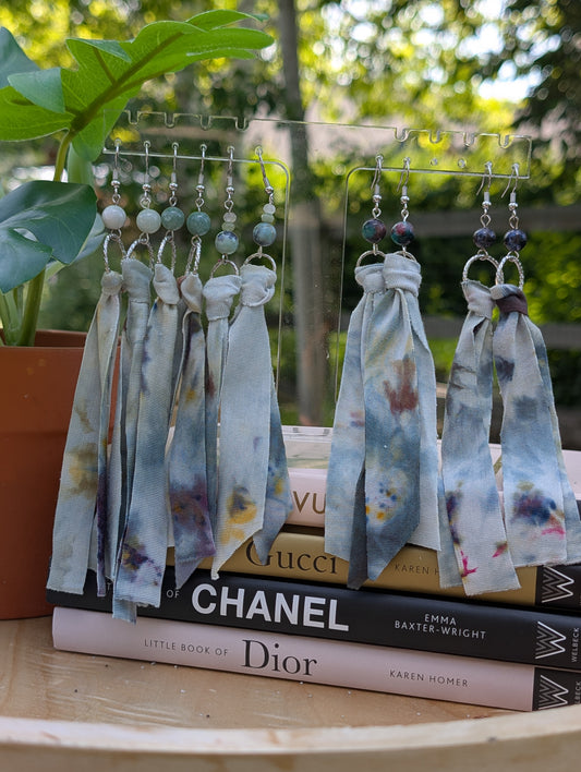 *SILVER* Fairy Pond Tie Dye Earrings 💚💙🩵🤍