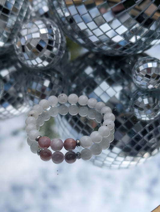 Kunzite & Moonstone Bracelet 🩷💜🤍