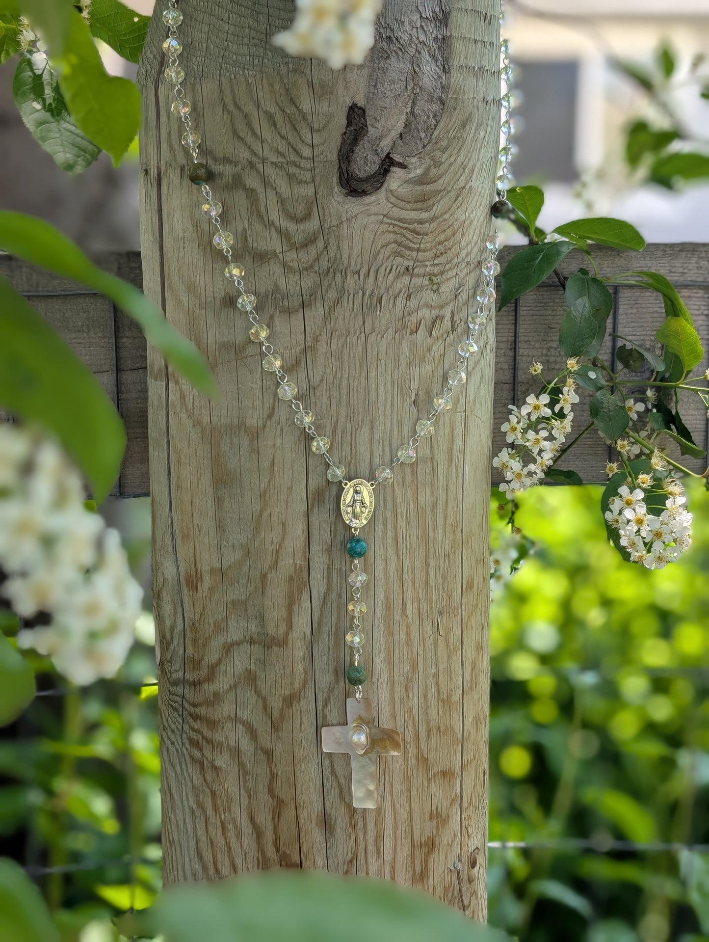 Rosary with Turquoise  ✨🤍🩵🤍✨