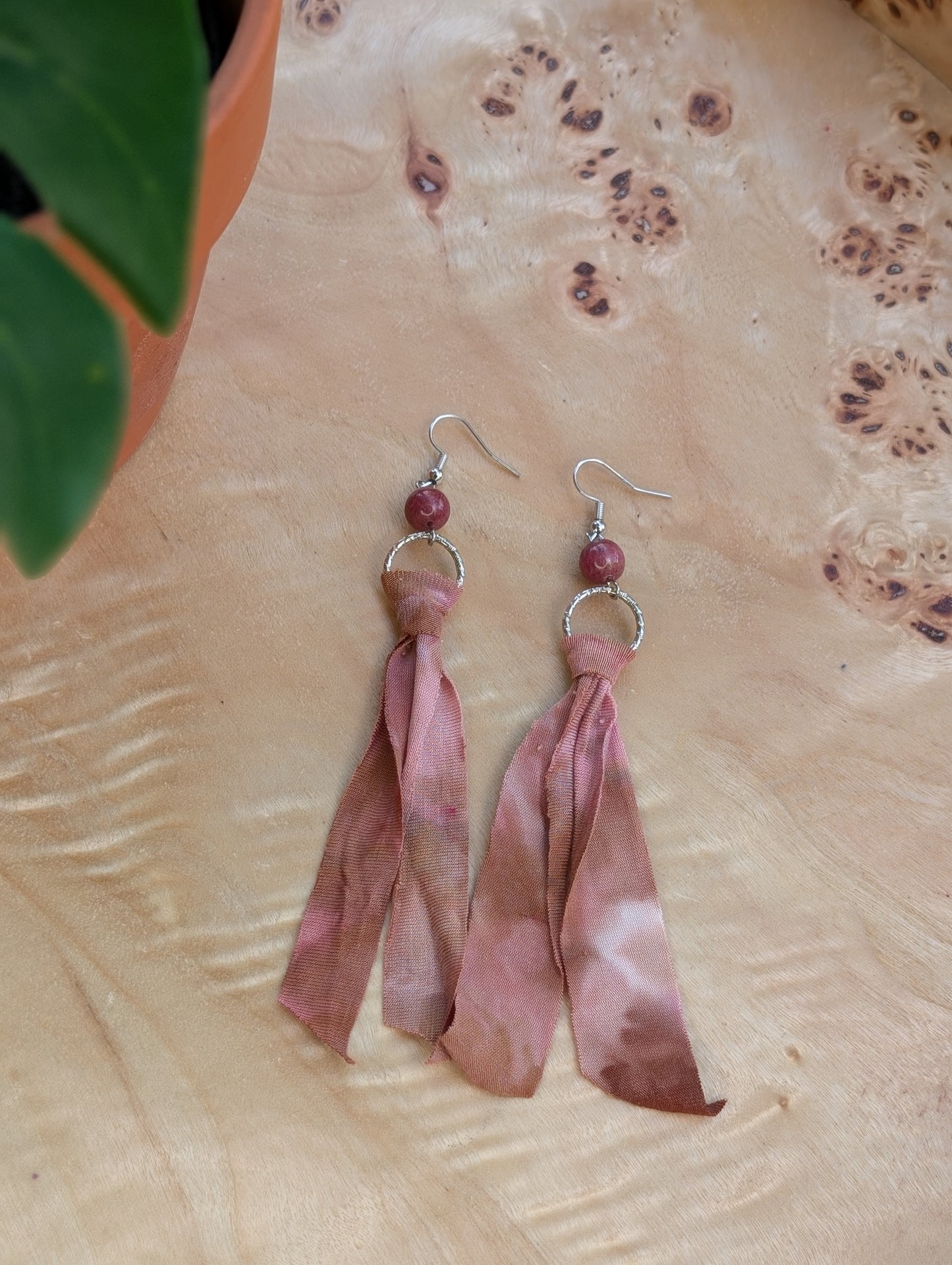 *SILVER* Rosewood Tie Dye Earrings 🤍🩷🤎