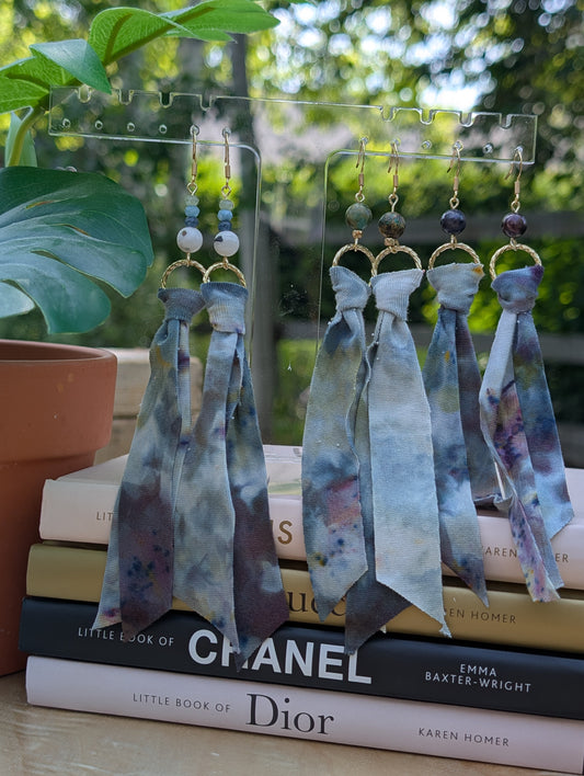 *GOLD* Fairy Garden Tie Dye Earrings 💙💜🤍💚