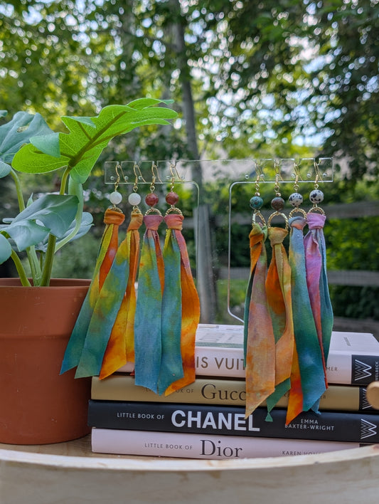 *GOLD* Citrus Glow Tie Dye Earrings 🧡💛💚💜