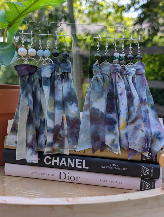 *SILVER* Fairy Garden Tie Dye Earrings 💙💜🤍💚