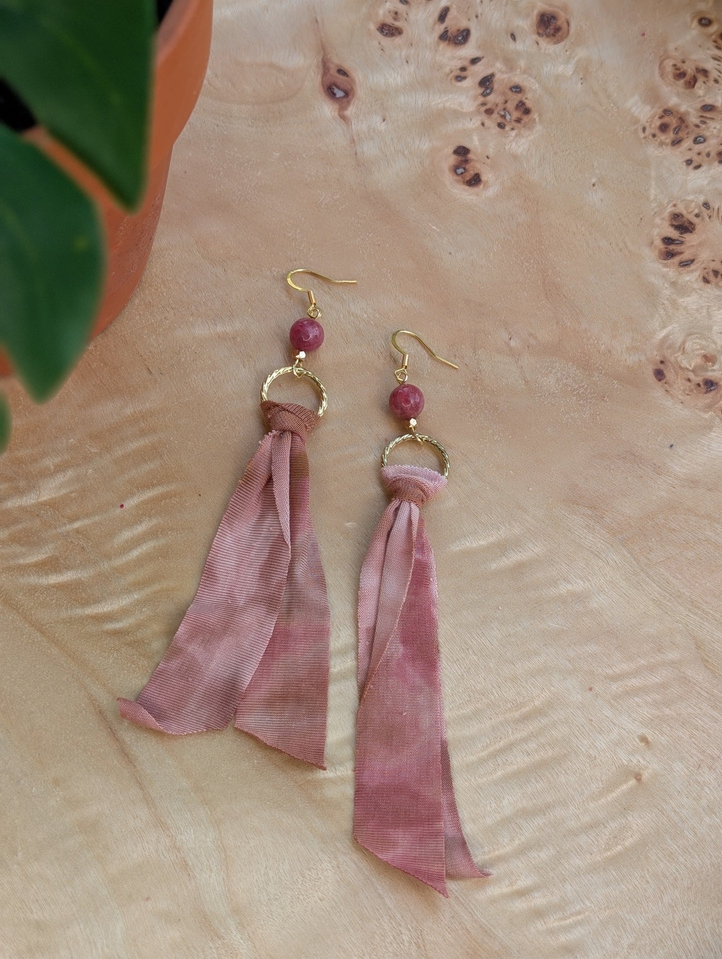 *GOLD* Rosewood Tie Dye Earrings 🤍🩷🤎