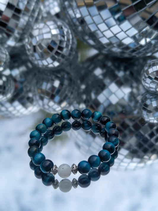 Moonstone & Tigers Eye Bracelet 🩵🤍🩵