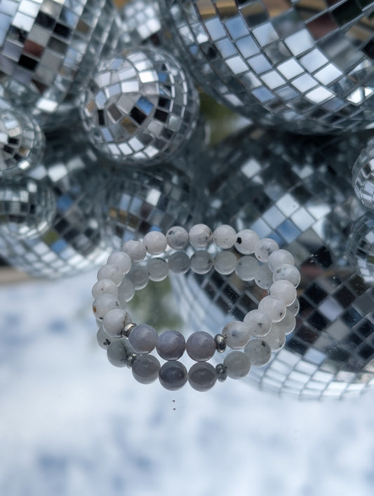 Blue Opal & Moonstone Bracelet 🤍🩵🤍
