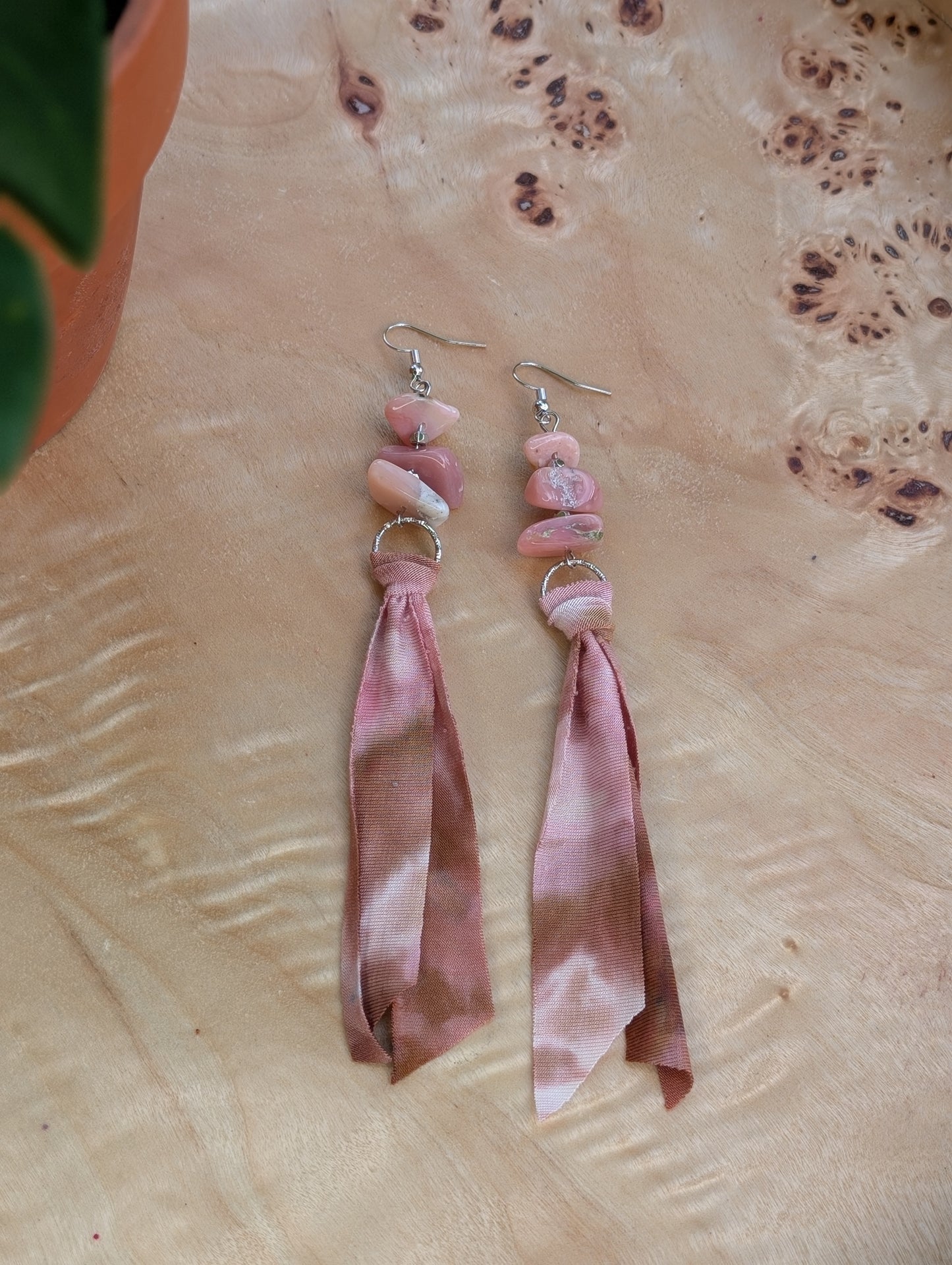 *SILVER* Rosewood Tie Dye Earrings 🤍🩷🤎