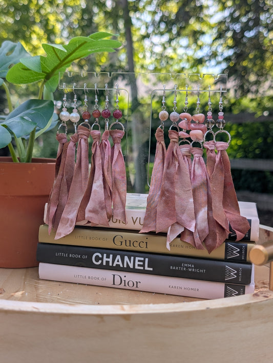 *SILVER* Rosewood Tie Dye Earrings 🤍🩷🤎