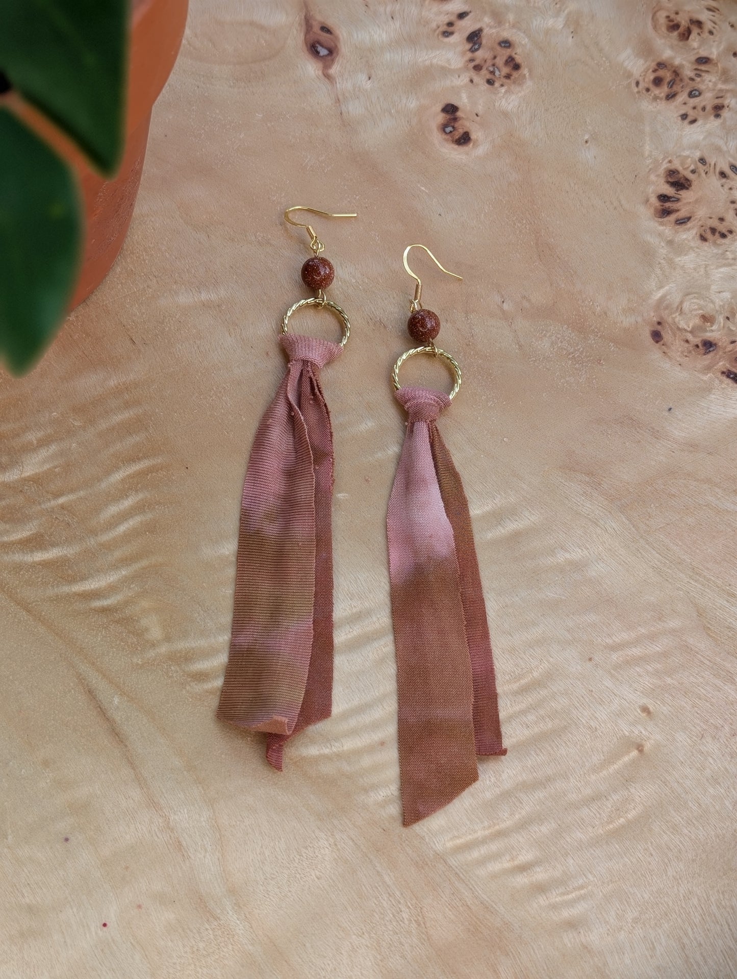 *GOLD* Rosewood Tie Dye Earrings 🤍🩷🤎