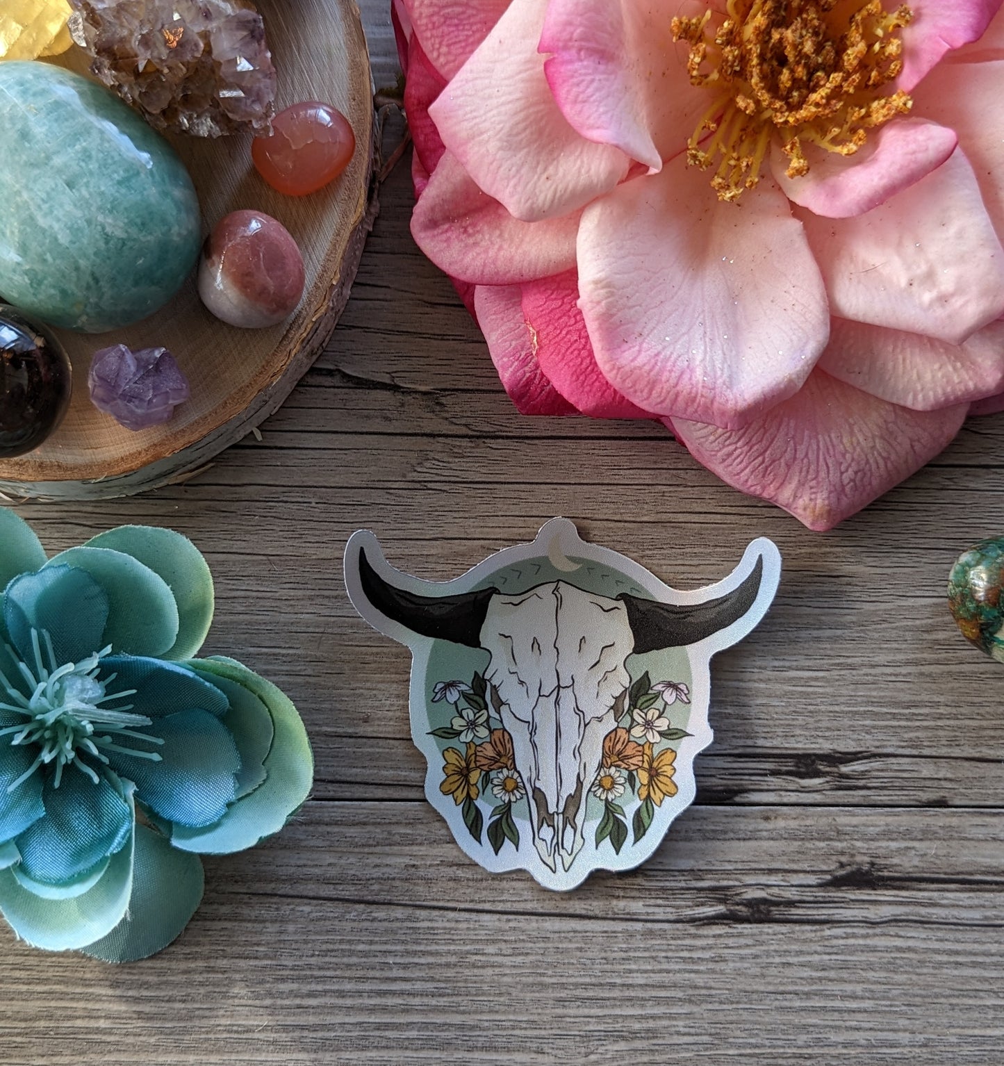 Wildflower Skull Sticker